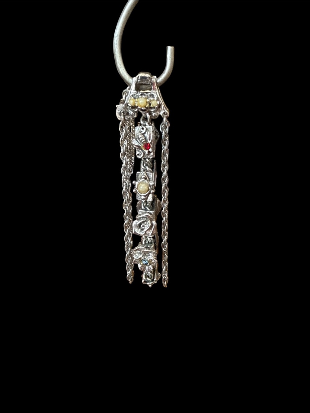Judy Lee Vintage 1950s Silver Tone Victorian Revival Slide Charm Bracelet - Picture 3 of 7